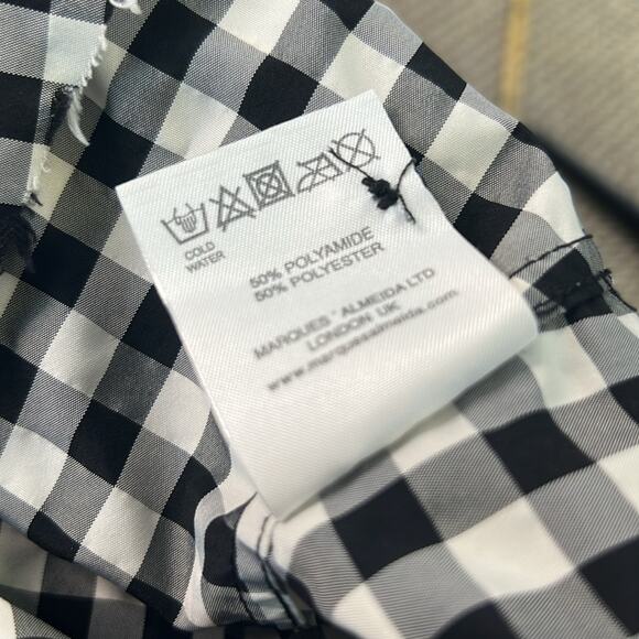 Women’s Marques Almeida black white check long sleeve blouse top size large - Picture 7 of 10
